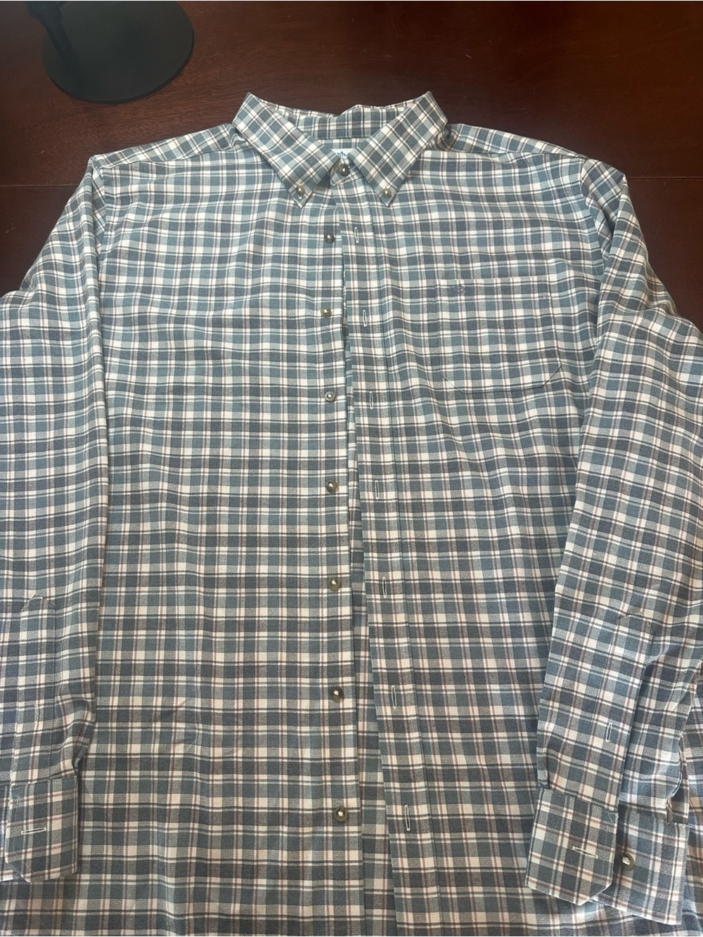 Southern Tide Teal and White Plaid Button-Down Shirt